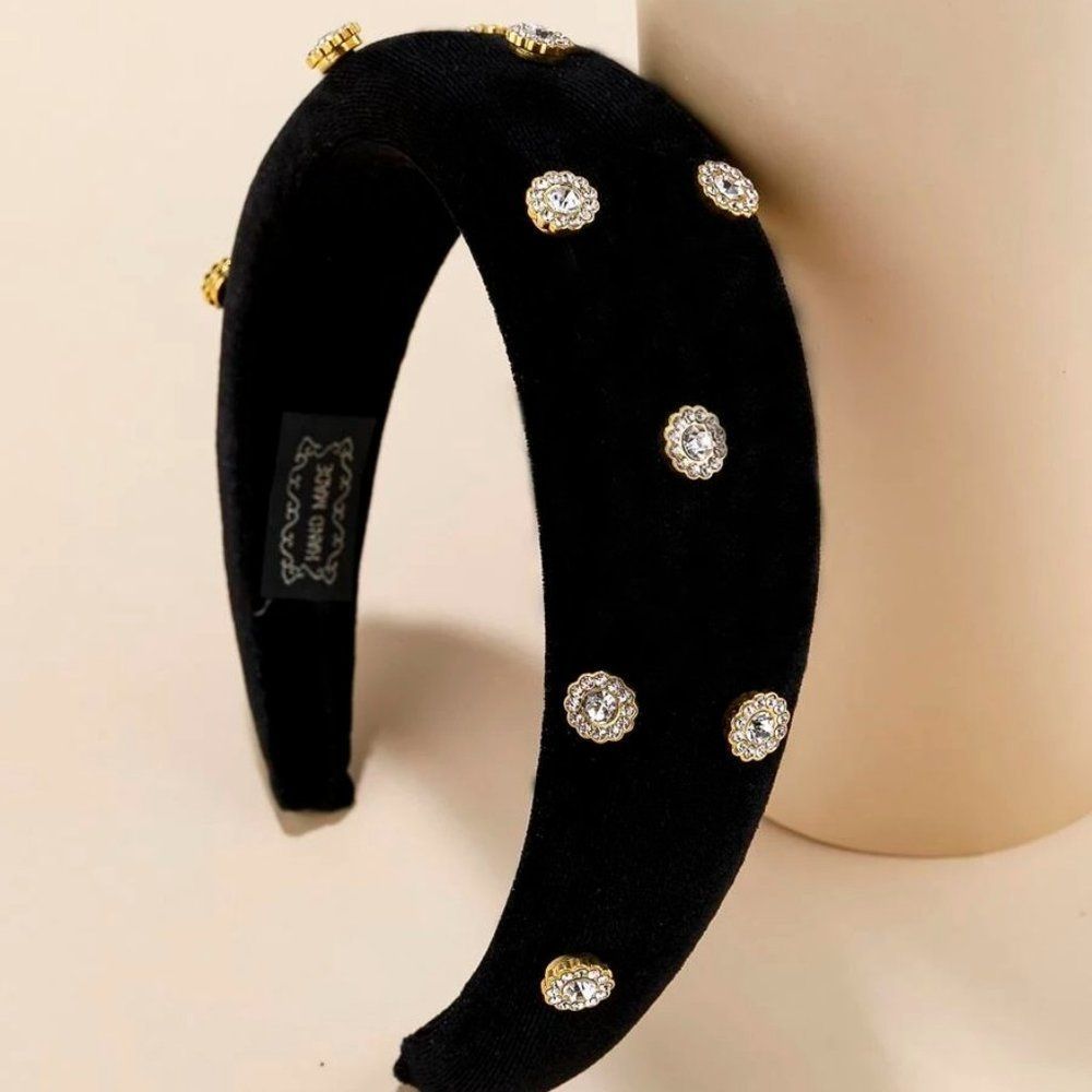 PADDED VELVET RHINESTONES HEADBAND  - NWT